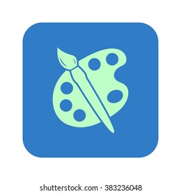 Paint brush with palette icon. Flat design style.