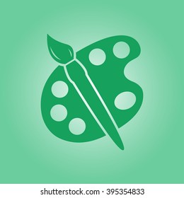 Paint brush with palette icon. Flat design style.