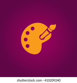 Paint brush with palette icon. Flat design style