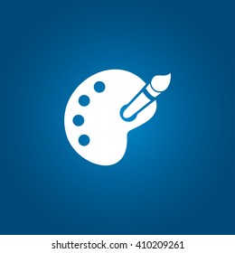 Paint brush with palette icon. Flat design style