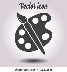 Paint brush with palette icon. Flat design style.