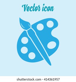 Paint brush with palette icon. Flat design style.