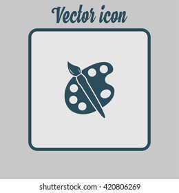 Paint brush with palette icon. Flat design style.
