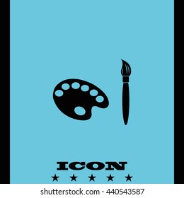 Paint brush with palette icon. Flat design style.