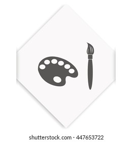 Paint brush with palette icon. Flat design style.