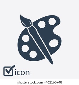 Paint brush with palette icon. Flat design style.