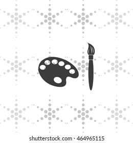 Paint brush with palette icon. Flat design style.