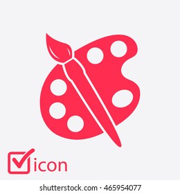 Paint brush with palette icon. Flat design style.