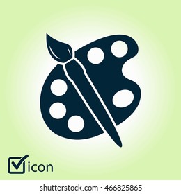 Paint brush with palette icon. Flat design style.