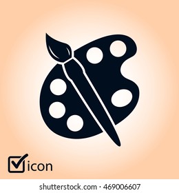 Paint brush with palette icon. Flat design style.