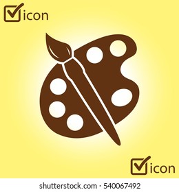 Paint brush with palette icon. Flat design style.