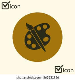 Paint brush with palette icon. Flat design style.
