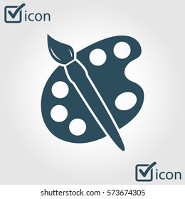 Paint brush with palette icon. Flat design style.