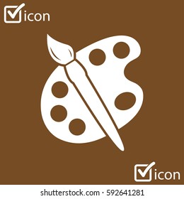 Paint brush with palette icon. Flat design style.