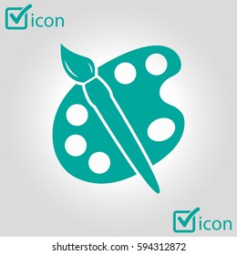 Paint brush with palette icon. Flat design style.