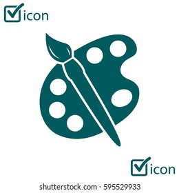 Paint brush with palette icon. Flat design style.