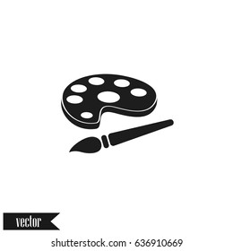 Paint brush with palette icon. Flat design style.