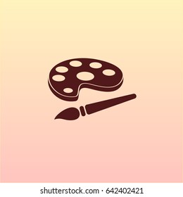 Paint brush with palette icon. Flat design style.