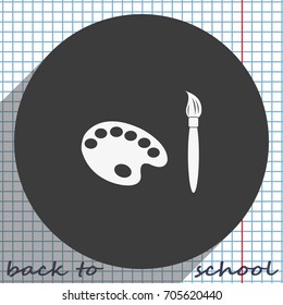 Paint brush with palette icon. Flat design style.