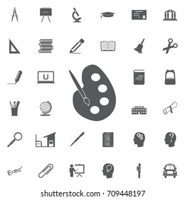 Paint brush with palette icon. Flat design style. on white background Education set