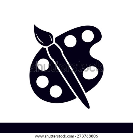 Paint brush with palette icon. Flat design style.