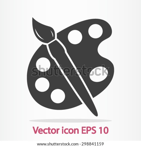 Paint brush with palette icon. Flat design style.