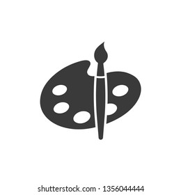 paint brush and palette icon isolated on white background