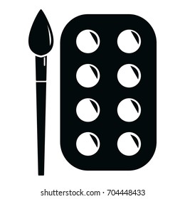 Paint brush palette icon. Simple illustration of paint brush palette vector icon for web