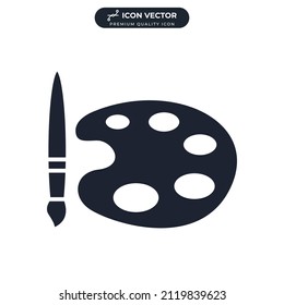 Paint brush with palette icon symbol template for graphic and web design collection logo vector illustration