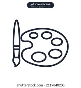 Paint brush with palette icon symbol template for graphic and web design collection logo vector illustration
