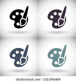 Paint brush with palette icon vector