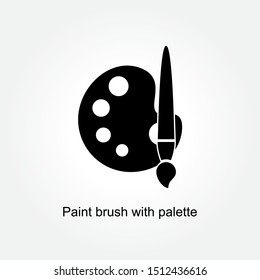 Paint Brush With Palette Icon Vector Illustration