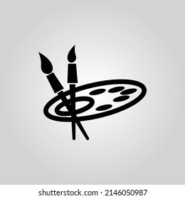 Paint brush with palette icon vector