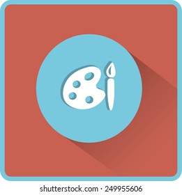 Dibujar pincel con icono de paleta. Ilustración del vector