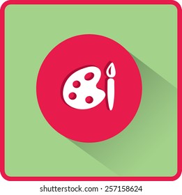 Paint brush with palette icon. Vector illustration
