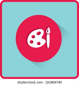 Dibujar pincel con icono de paleta. Ilustración del vector