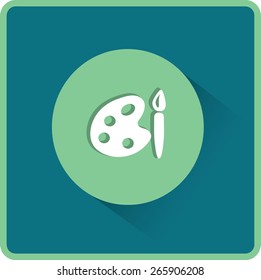 Paint brush with palette icon. Vector illustration