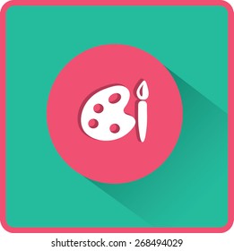 Paint brush with palette icon. Vector illustration