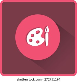 Paint brush with palette icon. Vector illustration