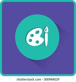 Dibujar pincel con icono de paleta. Ilustración del vector