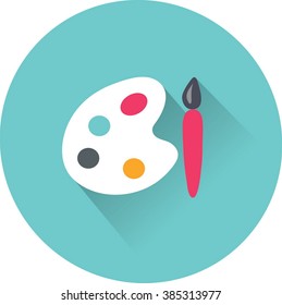 Dibujar pincel con icono de paleta. Ilustración del vector