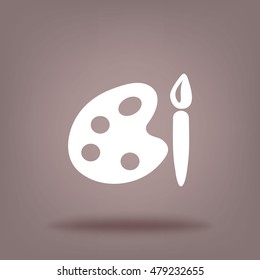 Dibujar pincel con icono de paleta. Ilustración del vector