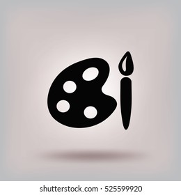 Dibujar pincel con icono de paleta. Ilustración del vector
