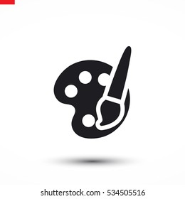 Paint brush with palette icon vector