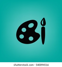 Paint brush with palette icon. Vector illustration