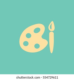 Paint brush with palette icon. Vector illustration