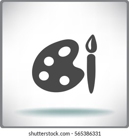 Paint brush with palette icon. Vector illustration