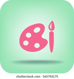 Dibujar pincel con icono de paleta. Ilustración del vector