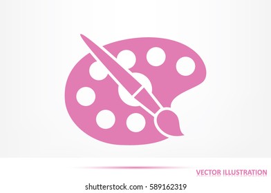 Paint brush with palette icon vector illustration