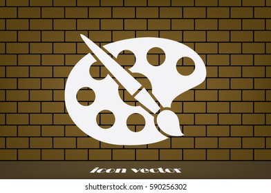 Paint brush with palette icon vector illustration